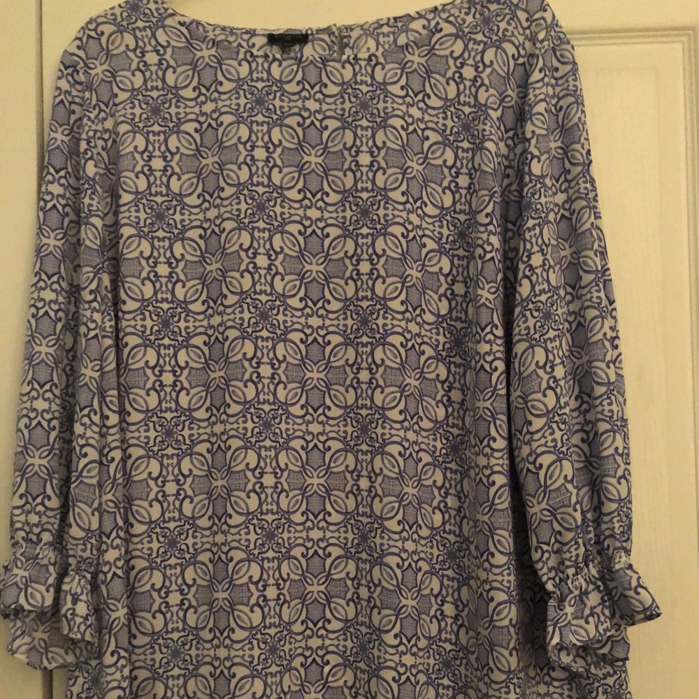 Talbots blue and white blouse